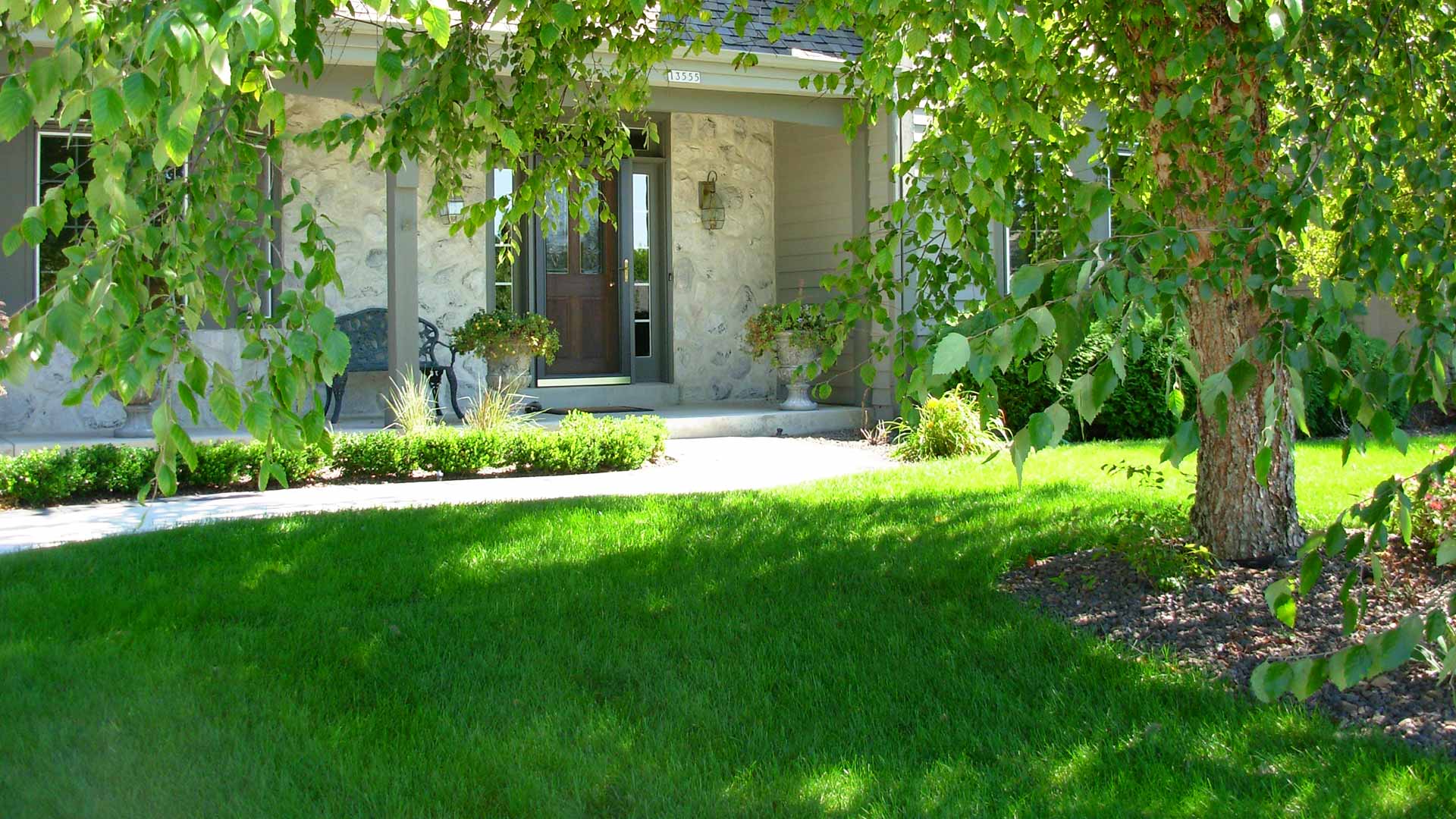 Lush green lawn at a residence in Brookfield, WI.