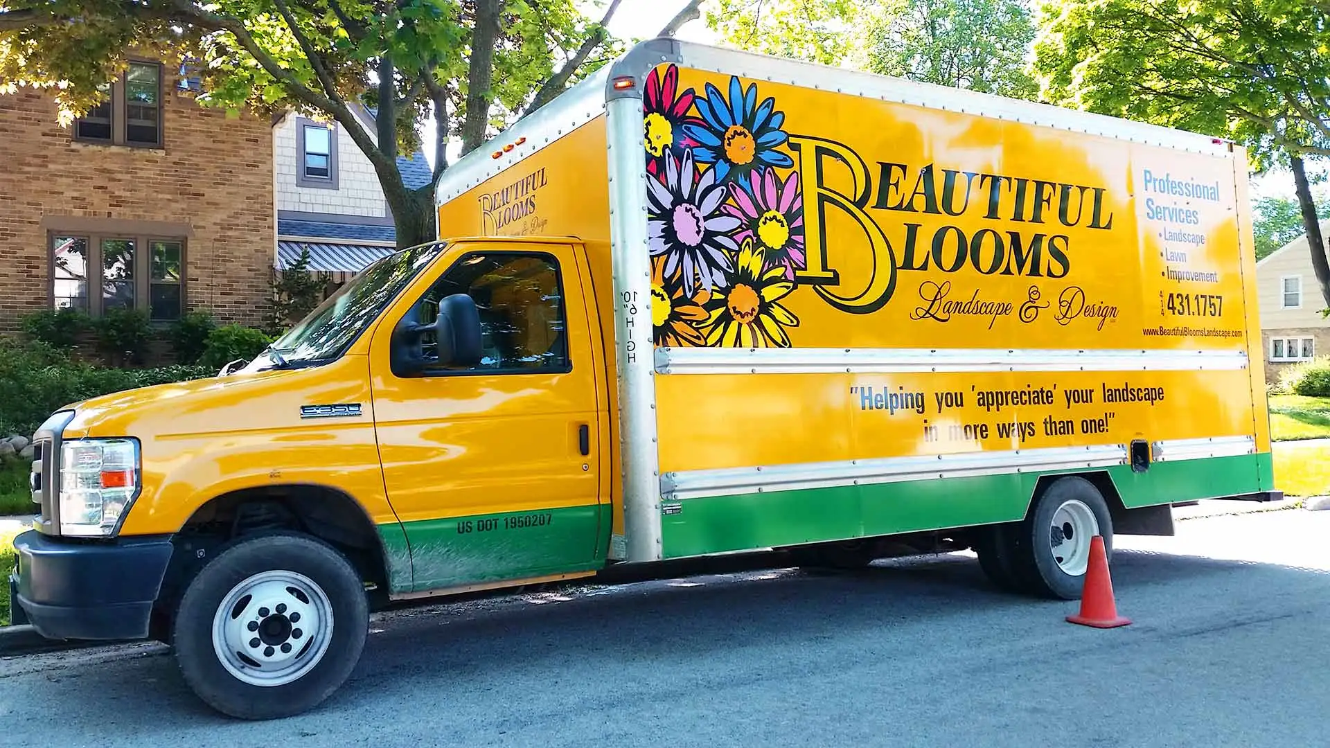 Beautiful Blooms, LLC has vehicles that are marked with the company's logo and colors when they arrive at our clients' homes.