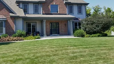 Freshly mowed lawn with mowing lines in Wauwatosa, WI.