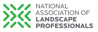 The image shows a logo consisting of green abstract shapes above the text "NATIONAL ASSOCIATION OF LANDSCAPE PROFESSIONALS" in gray capital letters.